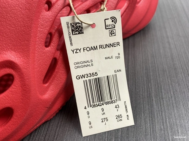 CW3355 Adidas Yeezy Red Foam 1215